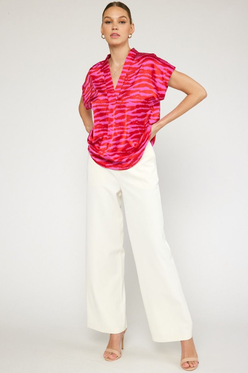 ADRIAN ZEBRA TOP HOT PINK / RED