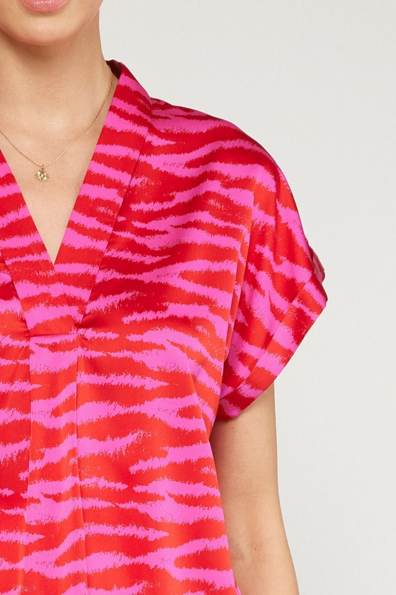 ADRIAN ZEBRA TOP HOT PINK / RED